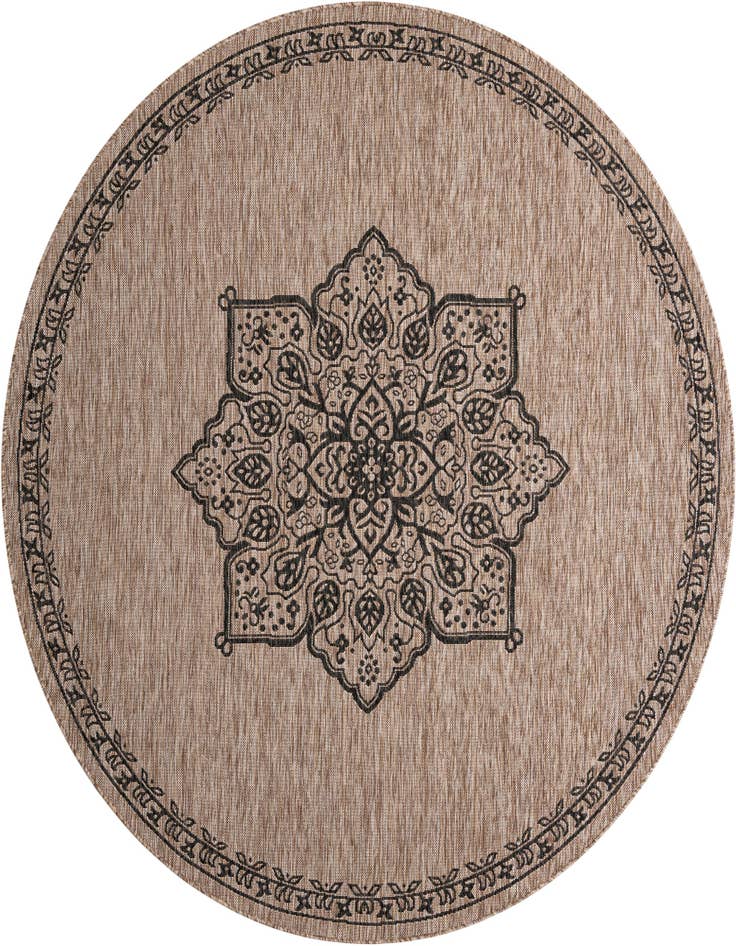 Detail image of 7' 10 x 7' 10 Easy-Clean Traditional Indoor / Outdoor Round Rug