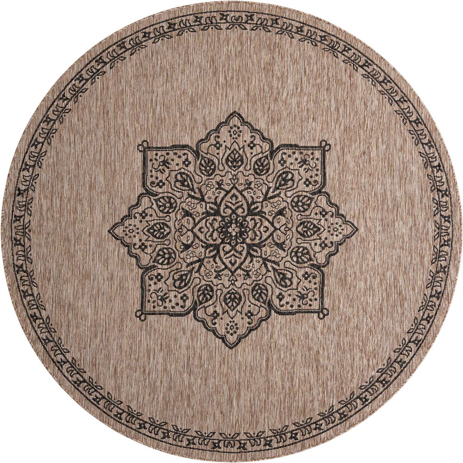 7' 10 x 7' 10 Easy-Clean Traditional Indoor / Outdoor Round Rug