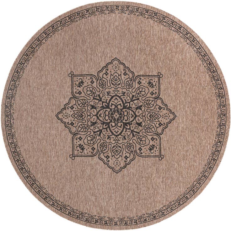 Detail image of 13' x 13' Easy-Clean Traditional Indoor / Outdoor Round Rug
