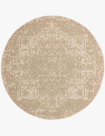 7' 10 x 7' 10 Easy-Clean Traditional Indoor / Outdoor Round Rug