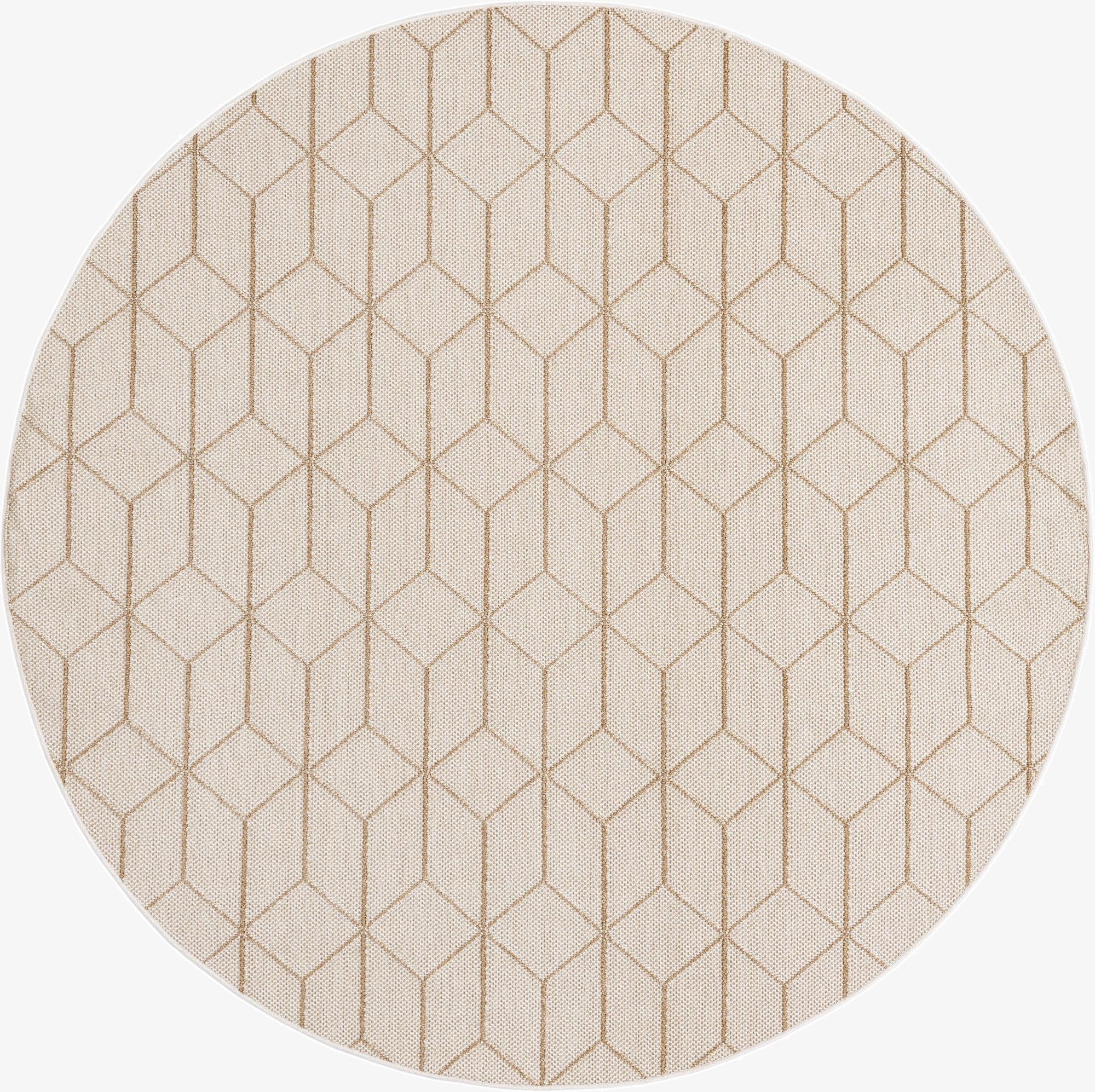 7' 10 x 7' 10  Washable Trellis Indoor / Outdoor Round Rug