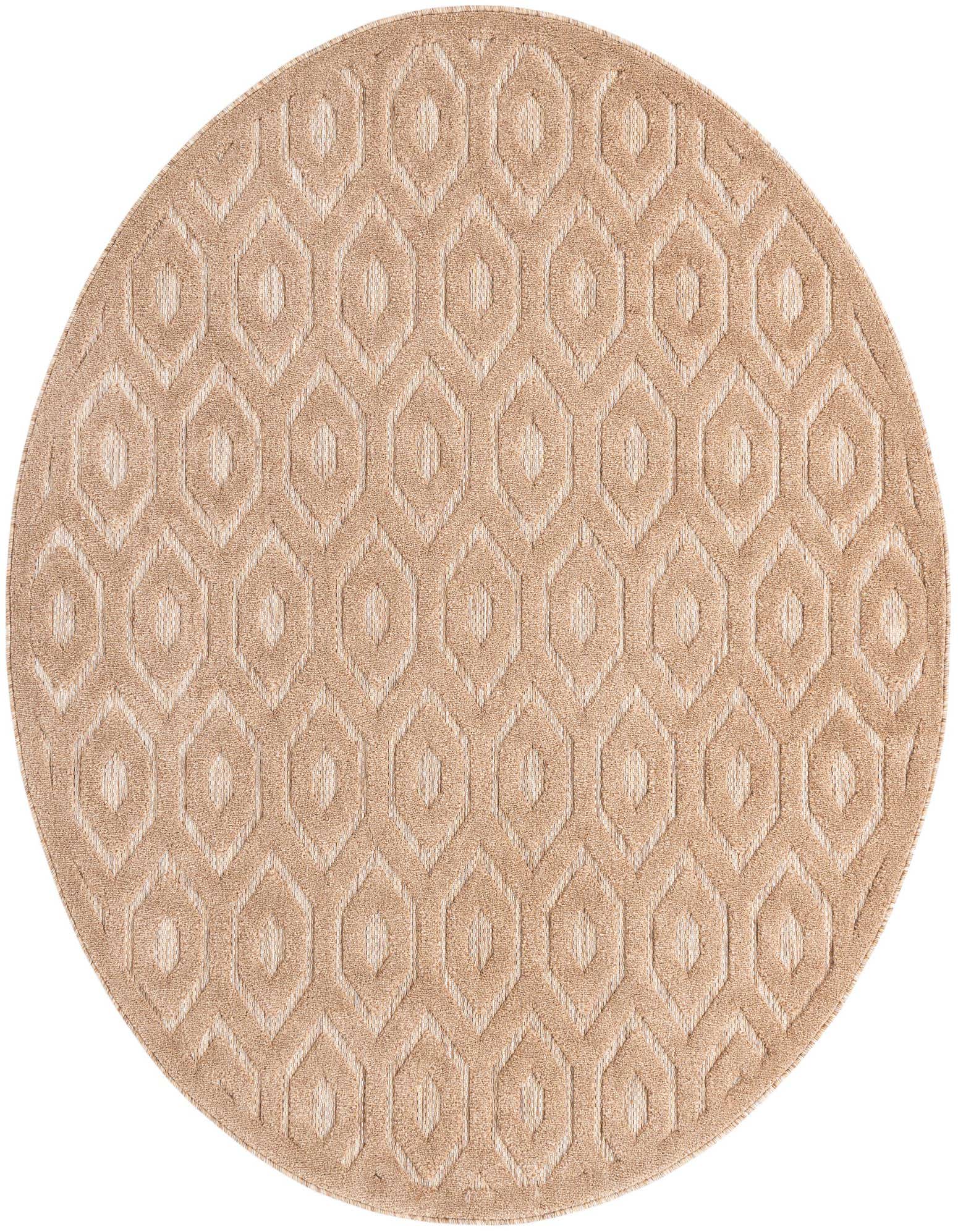 7' x 7' Easy-Clean Trellis Textured Indoor / Outdoor Round Rug