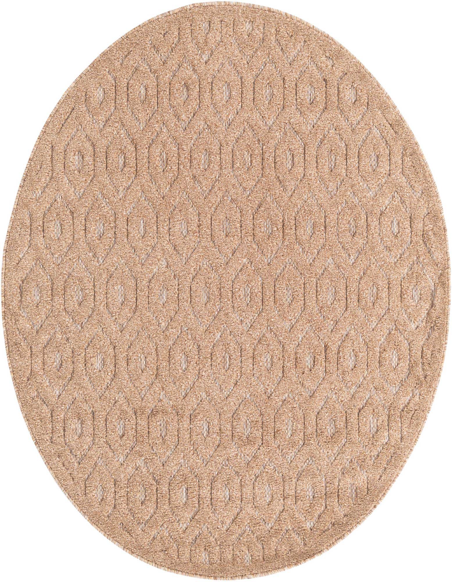 5' 3 x 5' 3 Easy-Clean Trellis Textured Indoor / Outdoor Round Rug