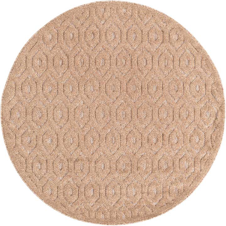 5' 3 x 5' 3 Easy-Clean Trellis Textured Indoor / Outdoor Round Rug