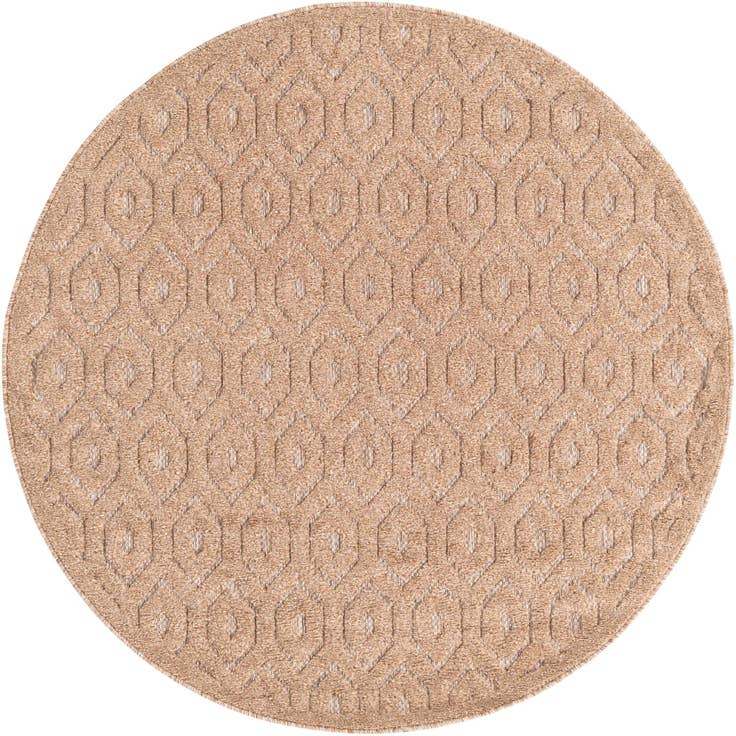 Detail image of 5' 3 x 5' 3 Easy-Clean Trellis Textured Indoor / Outdoor Round Rug