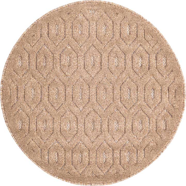 3' x 3' Easy-Clean Trellis Textured Indoor / Outdoor Round Rug