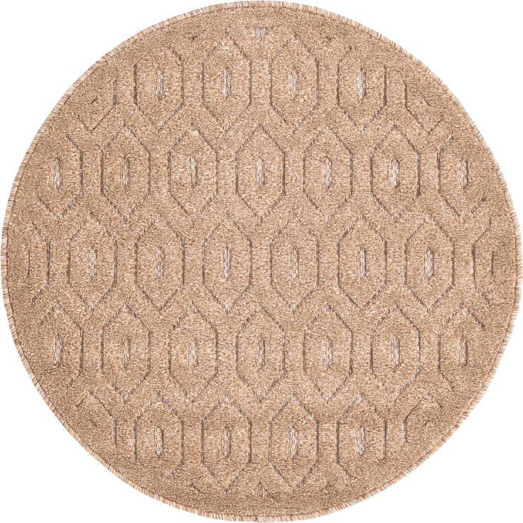 Detail image of 3' x 3' Easy-Clean Trellis Textured Indoor / Outdoor Round Rug