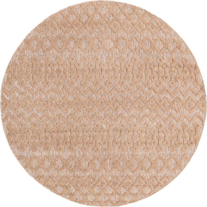 7' x 7' Easy-Clean Trellis Textured Indoor / Outdoor Round Rug