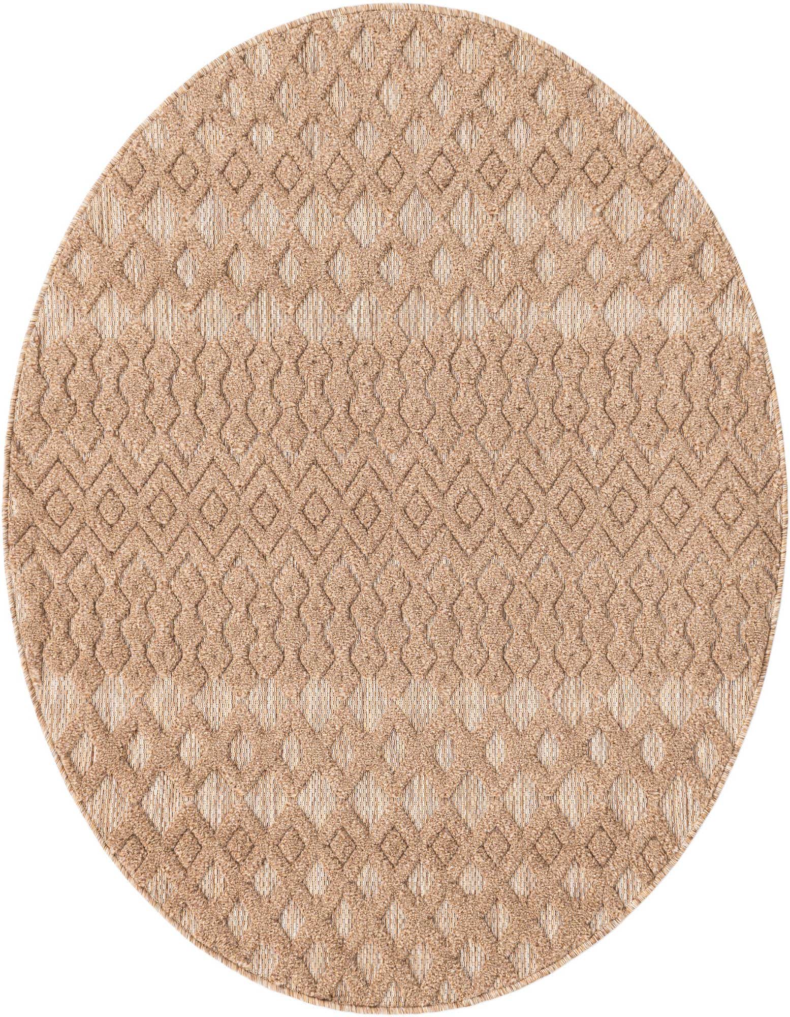 5' 3 x 5' 3 Easy-Clean Trellis Textured Indoor / Outdoor Round Rug