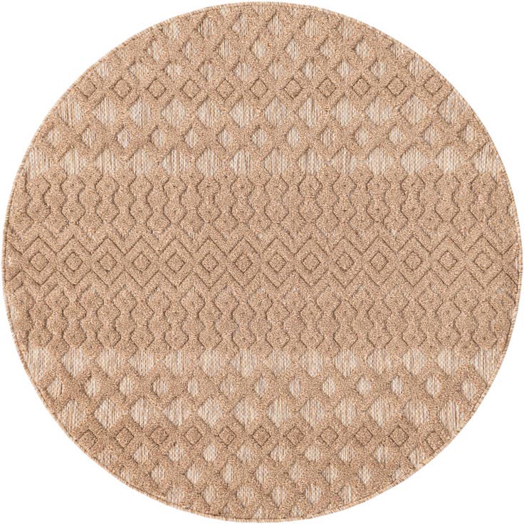 Detail image of 5' 3 x 5' 3 Easy-Clean Trellis Textured Indoor / Outdoor Round Rug