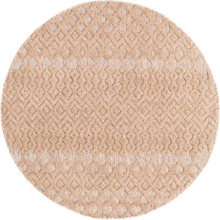 4' x 4' Easy-Clean Trellis Textured Indoor / Outdoor Round Rug
