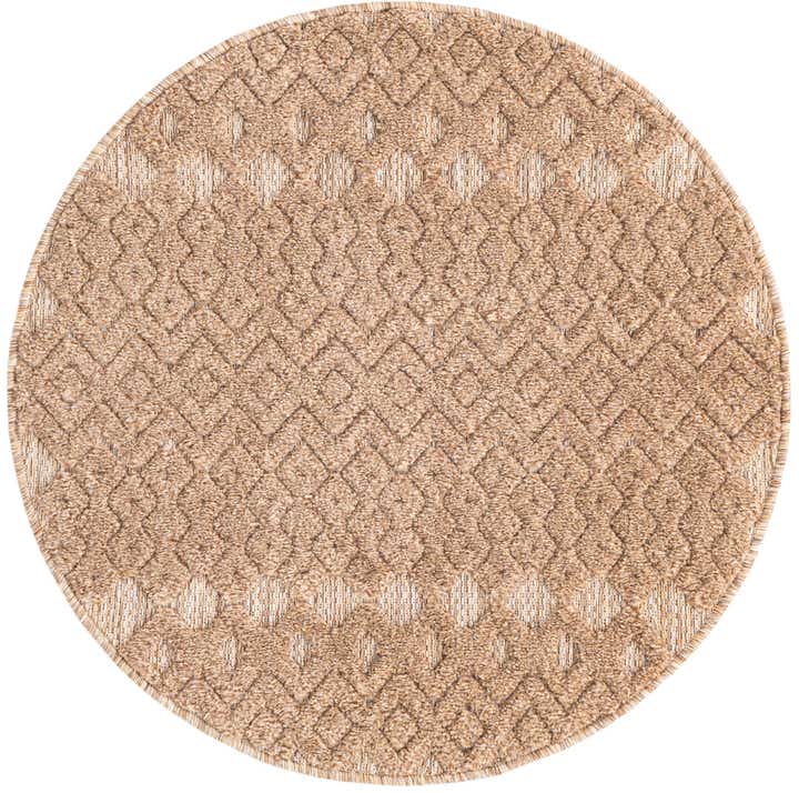 3' x 3' Easy-Clean Trellis Textured Indoor / Outdoor Round Rug