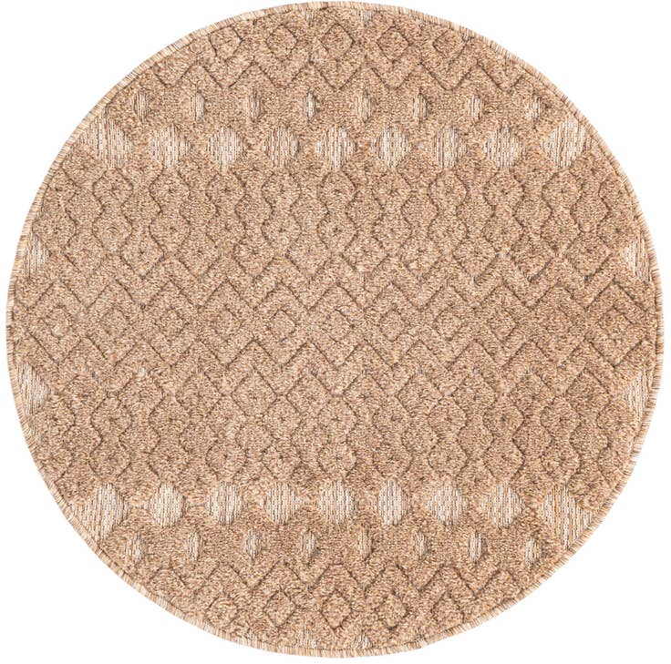 Detail image of 3' x 3' Easy-Clean Trellis Textured Indoor / Outdoor Round Rug