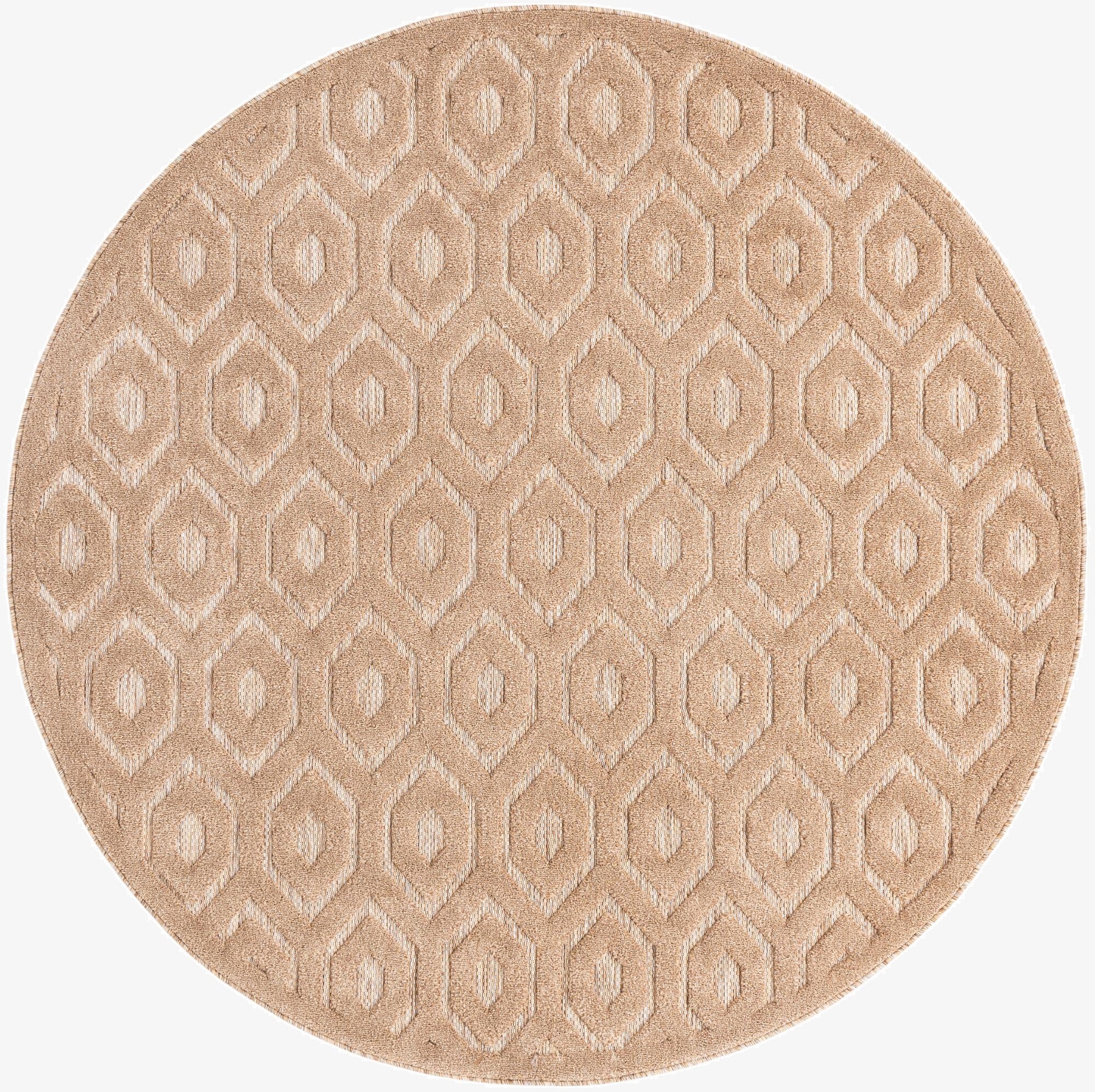 Primary image 7' x 7'  Washable Trellis Textured Indoor / Outdoor Round Rug