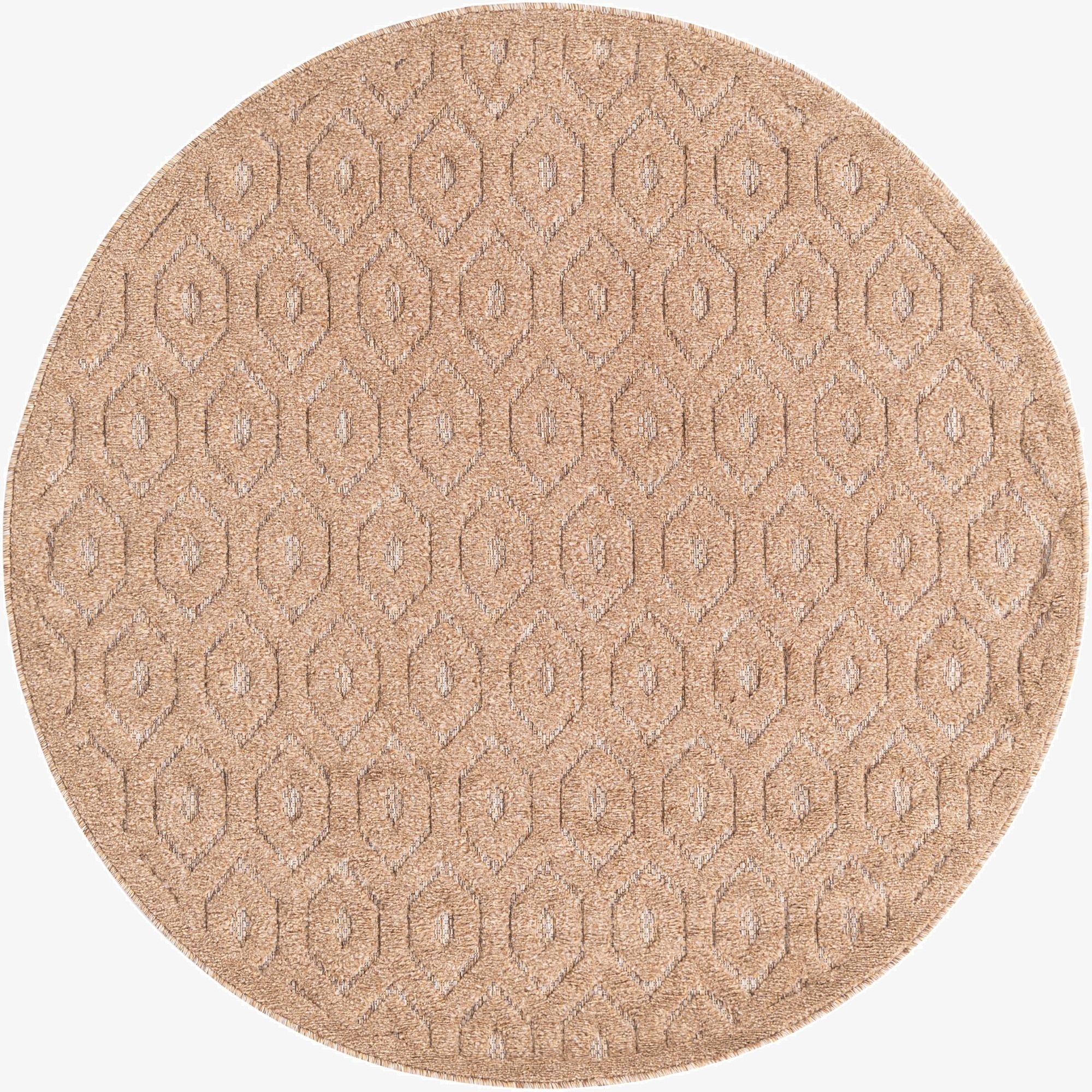 5' 3 x 5' 3  Washable Trellis Textured Indoor / Outdoor Round Rug