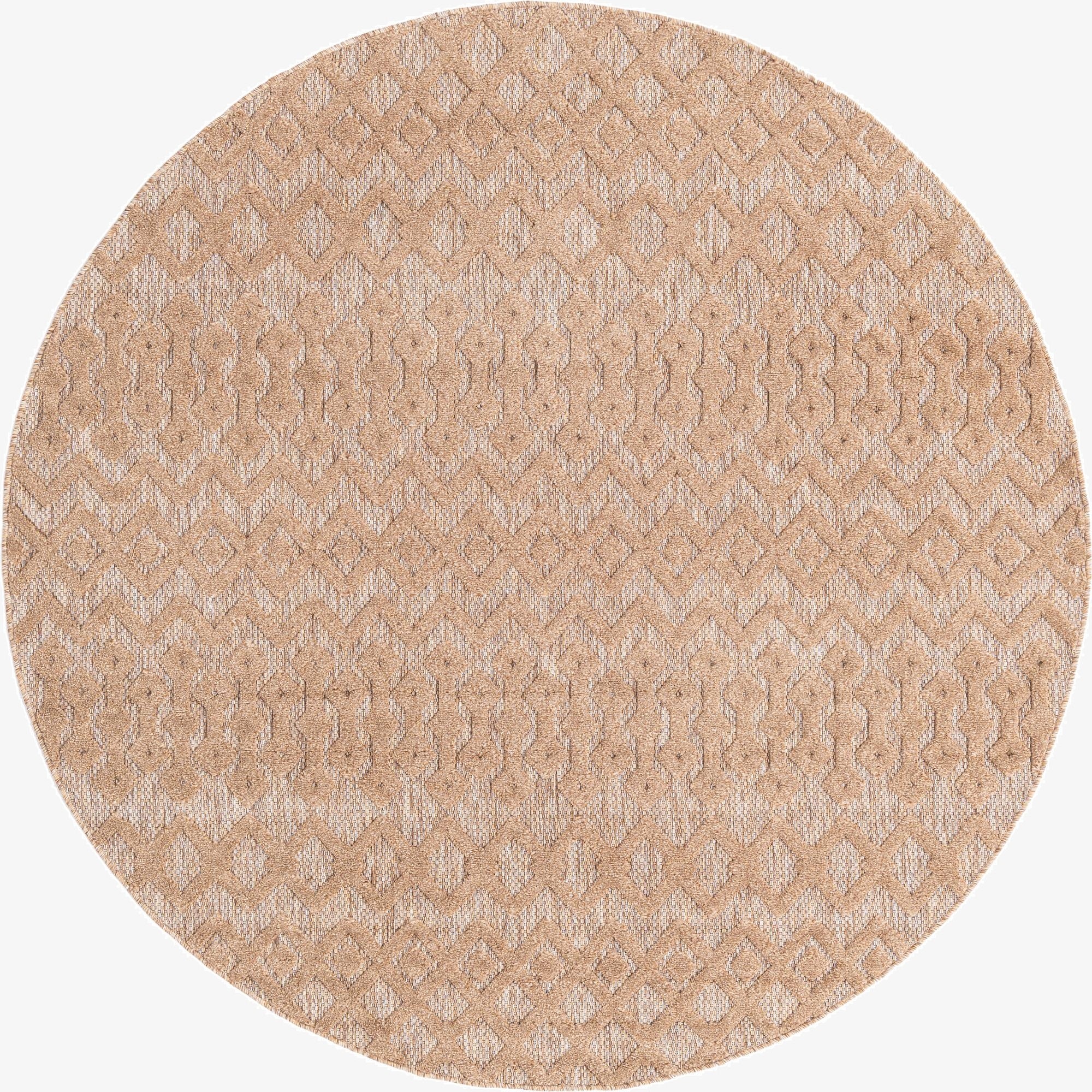 7' x 7'  Washable Trellis Textured Indoor / Outdoor Round Rug