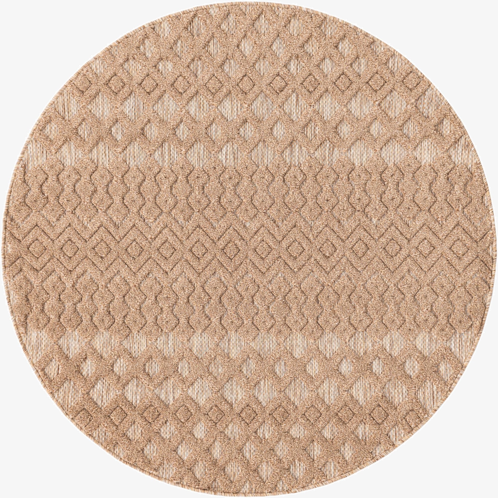 5' 3 x 5' 3  Washable Trellis Textured Indoor / Outdoor Round Rug