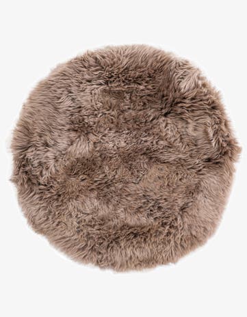 Beige Sheepskin Round Rug