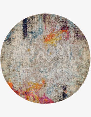 Beige Washable Theia Round Rug