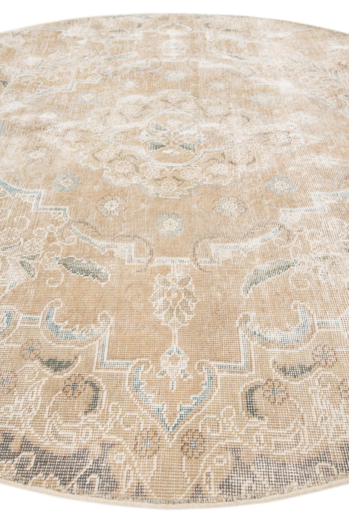 6' 1 x 6' 2 Hand Knotted Ultra Vintage Persian Wool Round Rug