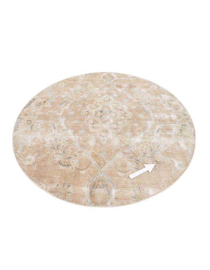 6' 1 x 6' 2 Hand Knotted Ultra Vintage Persian Wool Round Rug
