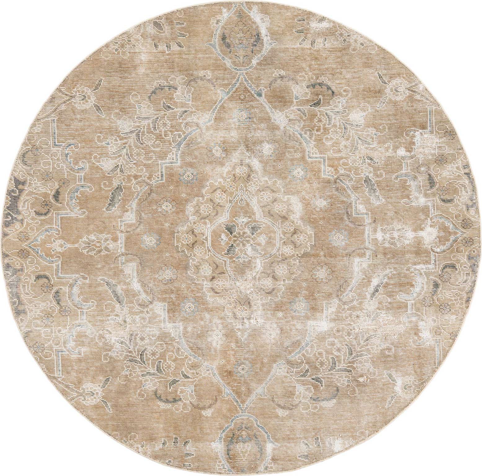 6' 1 x 6' 2 Hand Knotted Ultra Vintage Persian Wool Round Rug