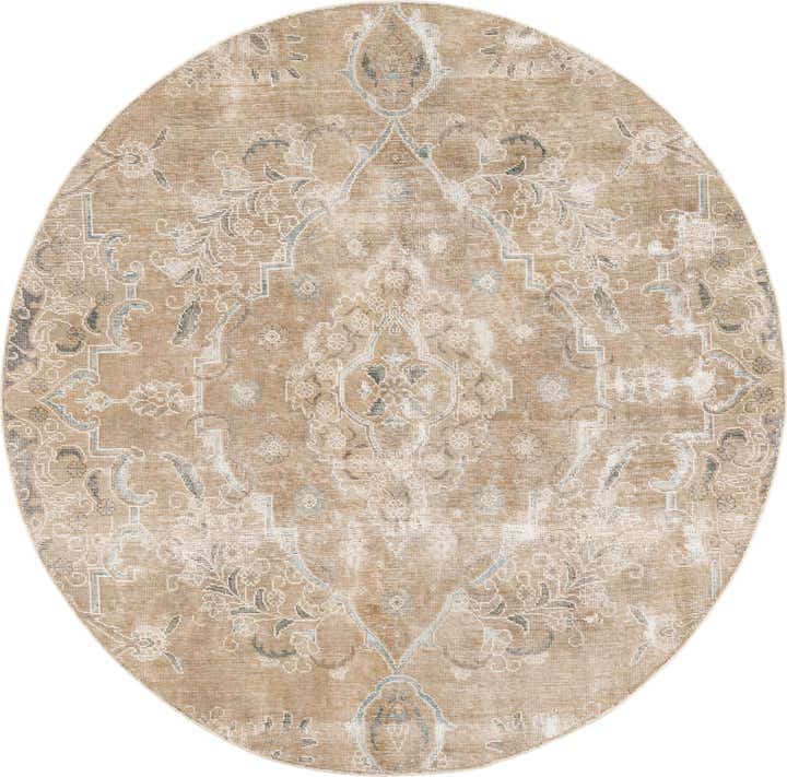 6' 1 x 6' 2 Hand Knotted Ultra Vintage Persian Wool Round Rug