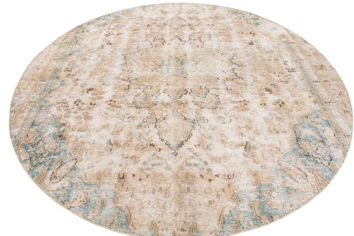 8' 4 x 8' 4 Hand Knotted Ultra Vintage Persian Wool Round Rug