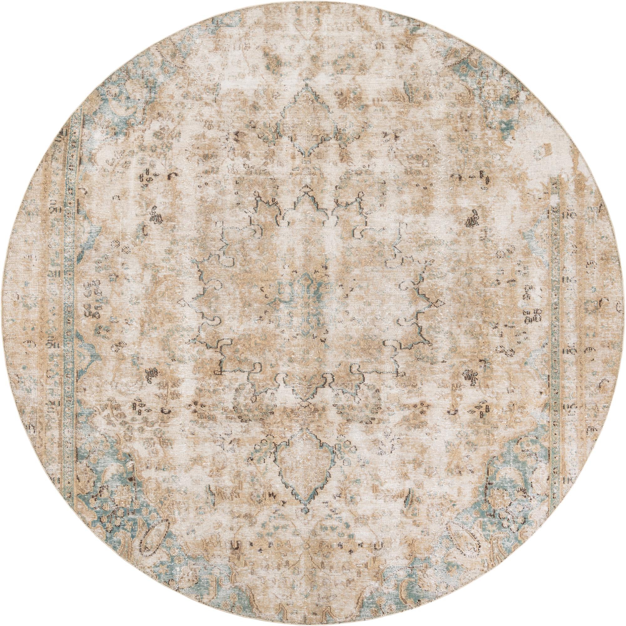 8' 4 x 8' 4 Hand Knotted Ultra Vintage Persian Wool Round Rug