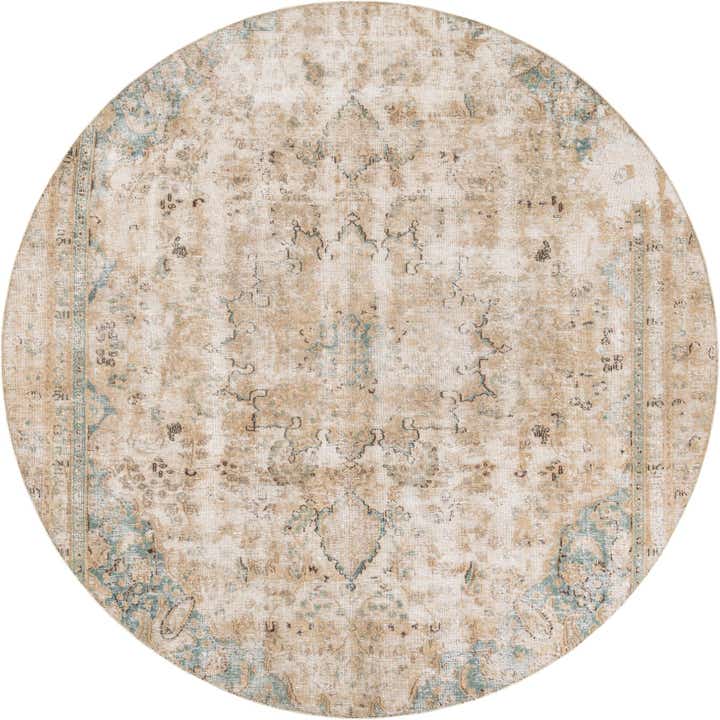 8' 4 x 8' 4 Hand Knotted Ultra Vintage Persian Wool Round Rug