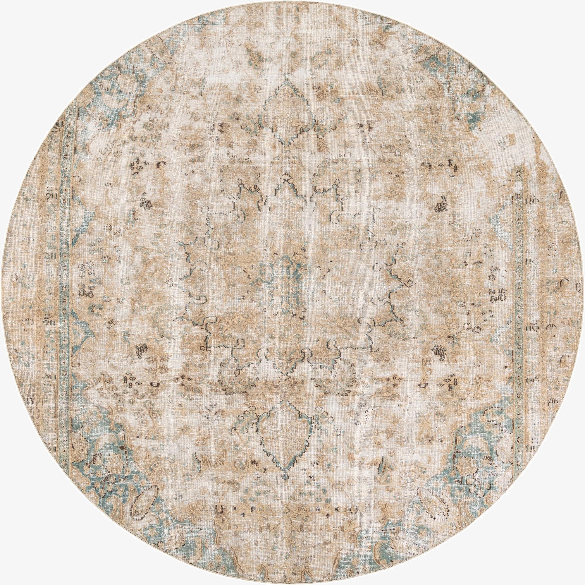 8' 4 x 8' 4  Hand Knotted Ultra Vintage Persian Wool Round Rug
