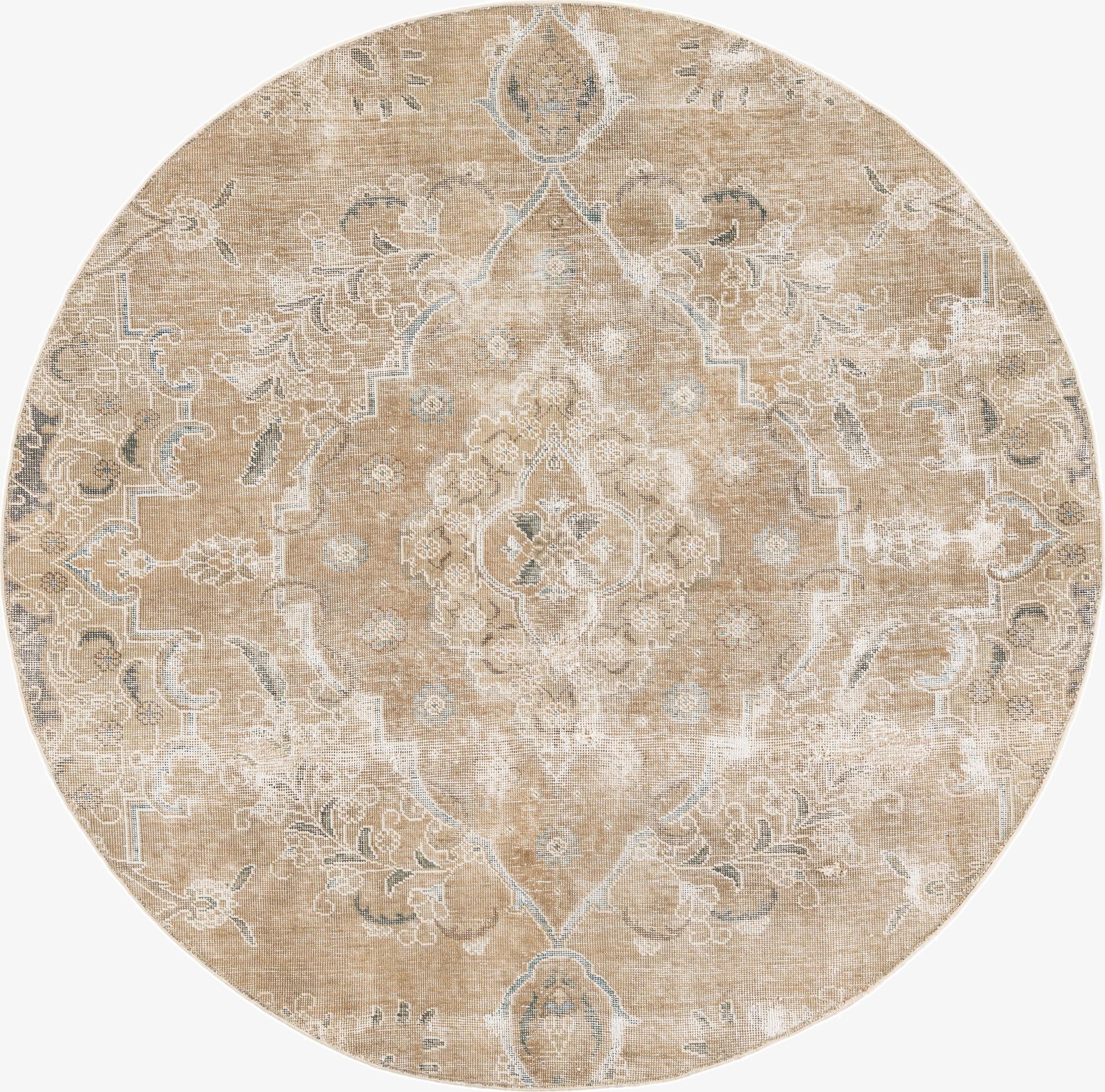 6' 1 x 6' 2 Hand Knotted Ultra Vintage Persian Wool Round Rug