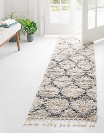Beige Athena Shag Runner Rug