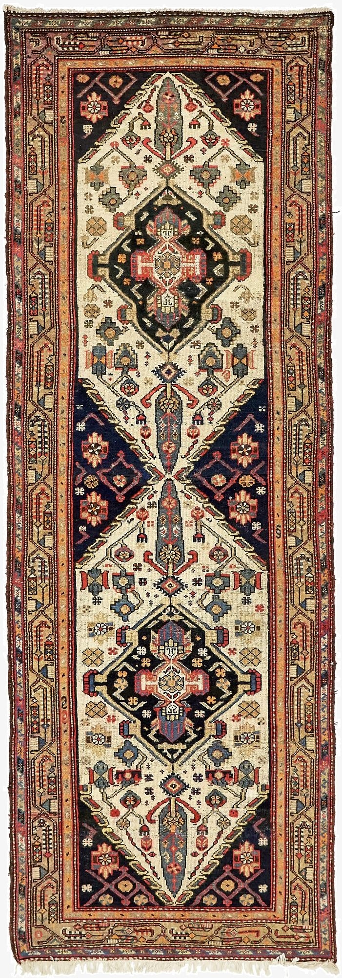 3' 7 x 10' 2  Hand Knotted Bakhtiar Persian Wool Runner Rug