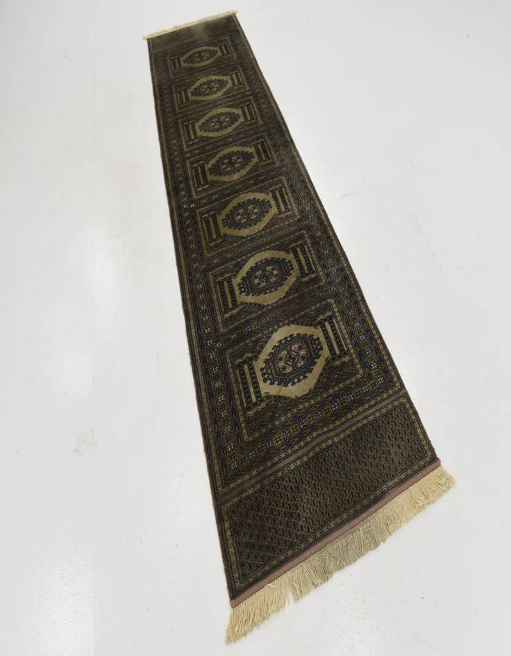 Detail image of 3' 3 x 11' Hand Knotted Bokhara Oriental Wool Runner Rug