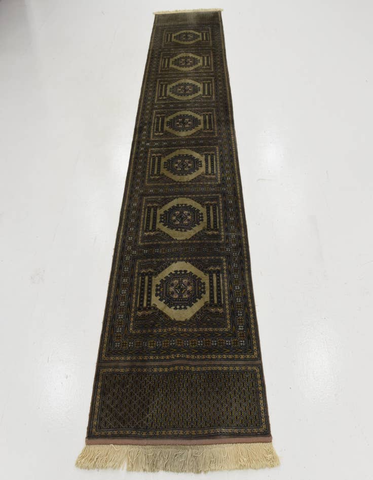 Detail image of 3' 3 x 11' Hand Knotted Bokhara Oriental Wool Runner Rug