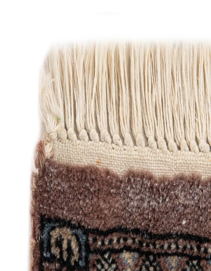 Detail image of 1' x 4'  Hand Knotted Bokhara Oriental Wool Runner Rug