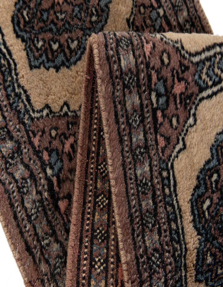 Detail image of 1' x 4'  Hand Knotted Bokhara Oriental Wool Runner Rug