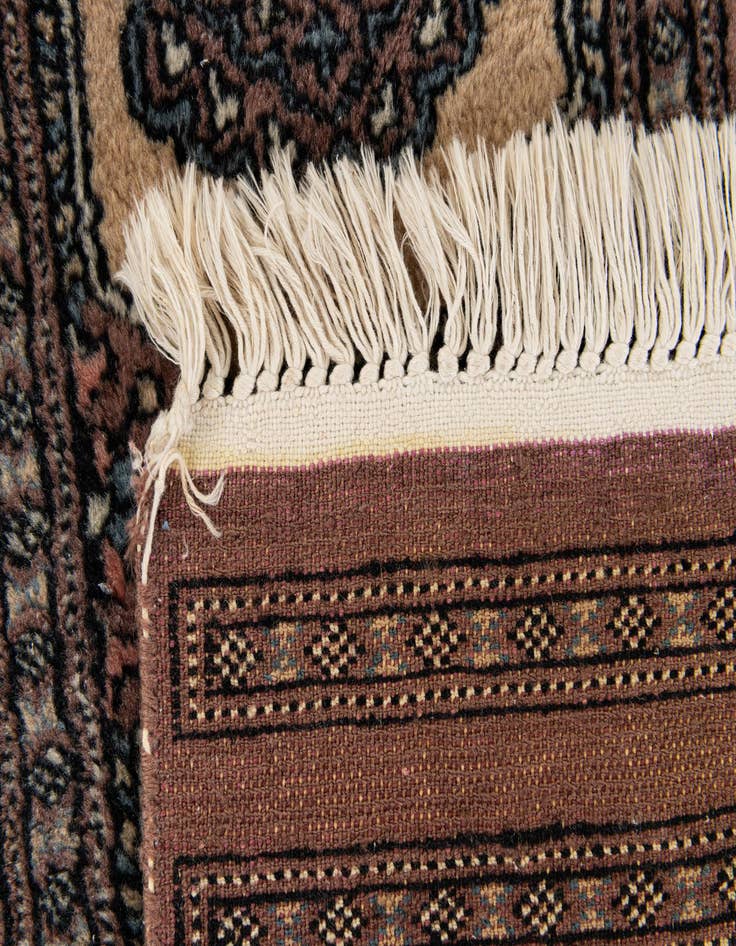Detail image of 1' x 4'  Hand Knotted Bokhara Oriental Wool Runner Rug