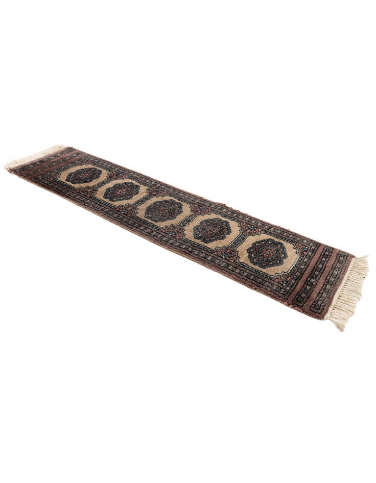 Detail image of 1' x 4' Hand Knotted Bokhara Oriental Wool Runner Rug