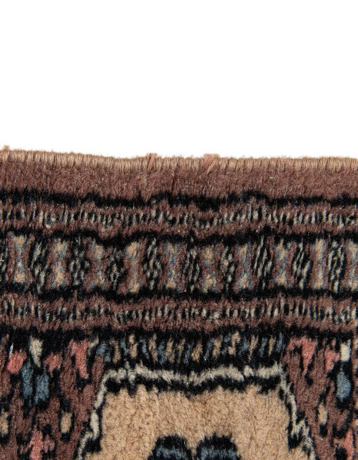 Detail image of 1' x 4'  Hand Knotted Bokhara Oriental Wool Runner Rug