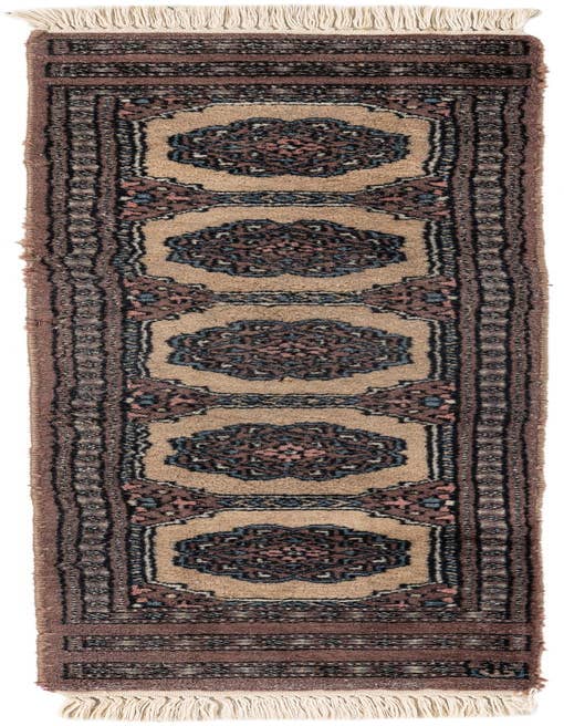 Detail image of 1' x 4' Hand Knotted Bokhara Oriental Wool Runner Rug