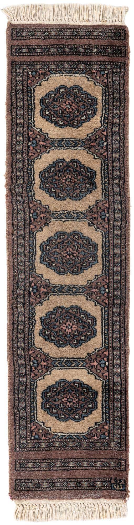 1' x 4' Hand Knotted Bokhara Oriental Wool Runner Rug