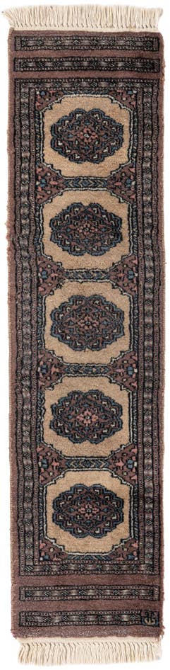 Detail image of 1' x 4' Hand Knotted Bokhara Oriental Wool Runner Rug