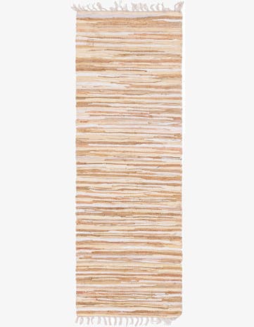 Beige Hand Woven Chindi Cotton Runner Rug