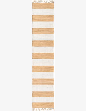 Beige Hand Woven Chindi Rag Runner Rug