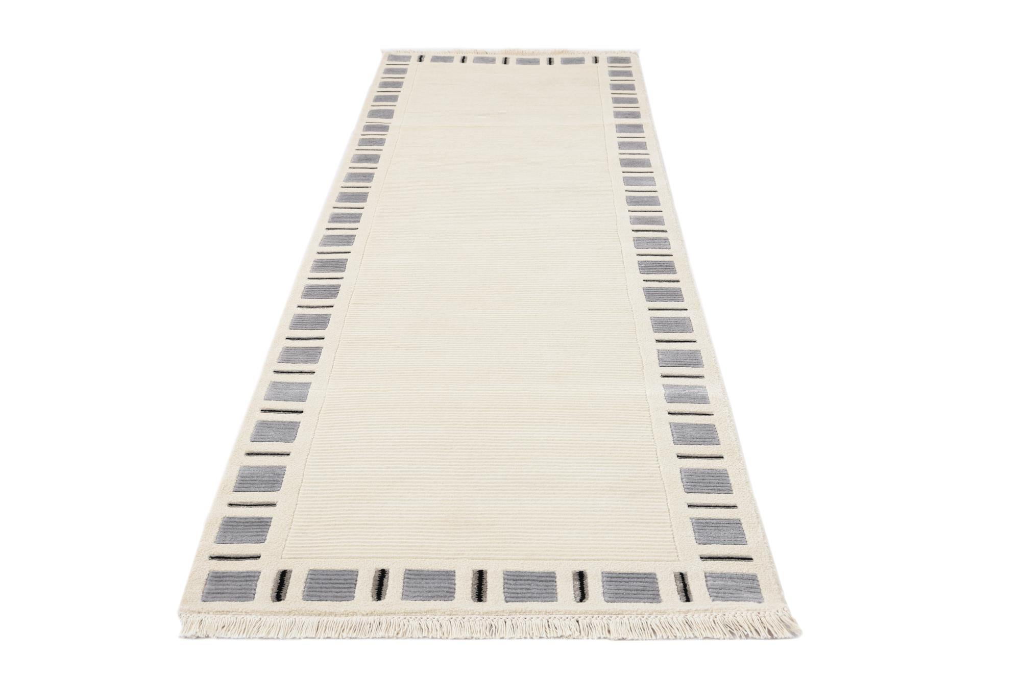 2' 7 x 9' 10 Hand Knotted Darya Wool Runner Rug
