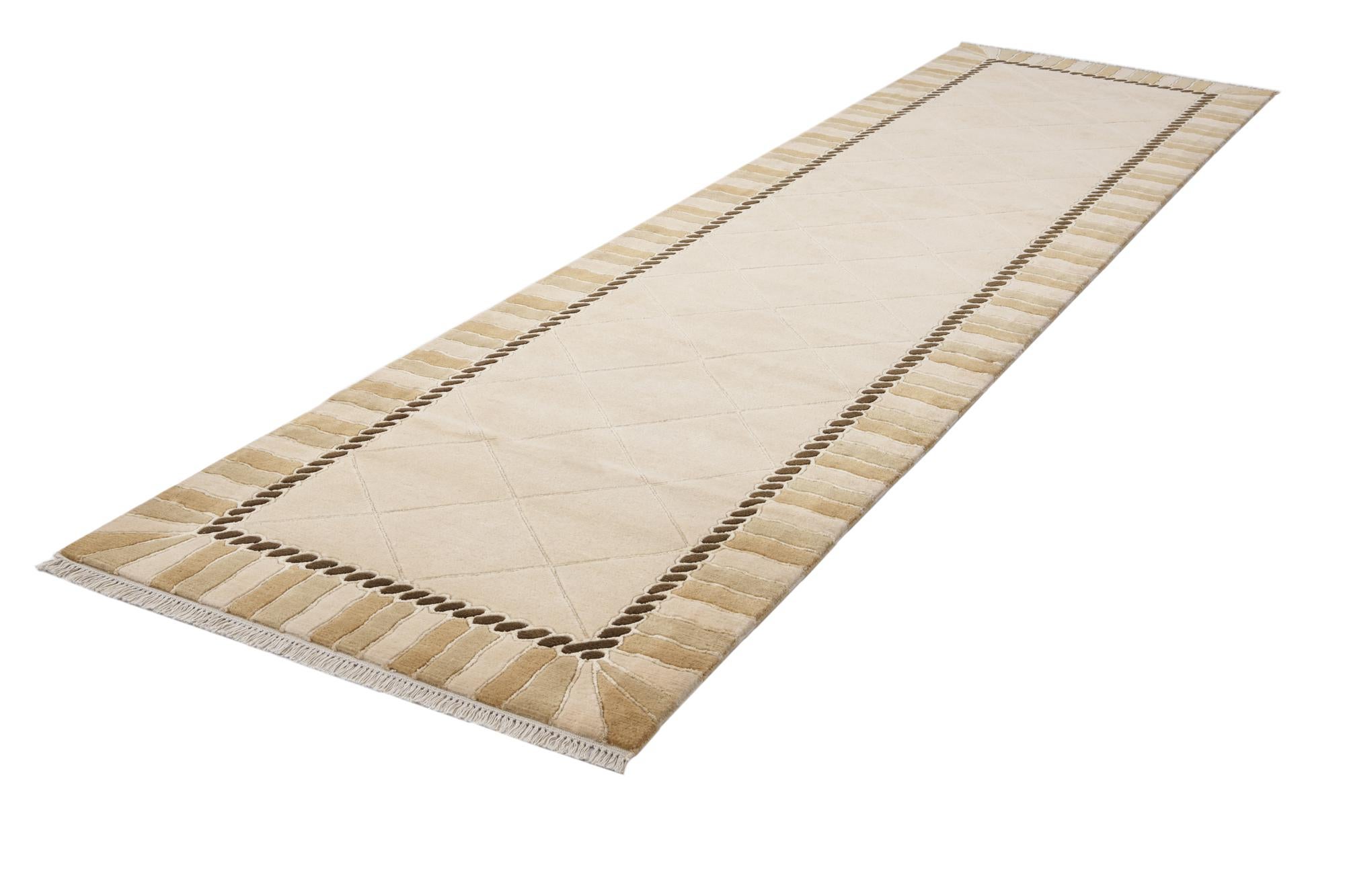 3' 3 x 13' Hand Knotted Darya Wool Runner Rug