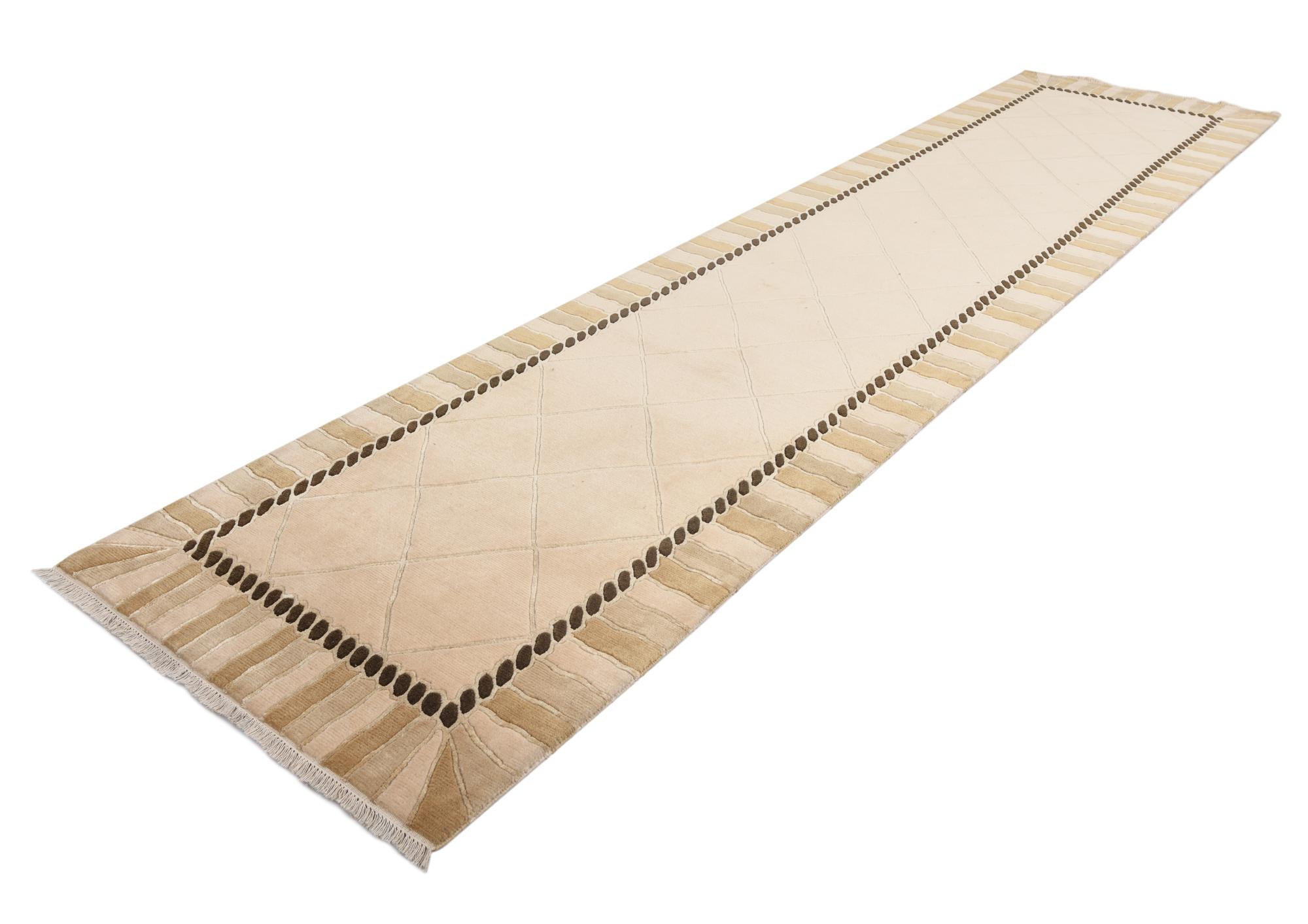 3' 4 x 13' 8 Hand Knotted Darya Wool Runner Rug