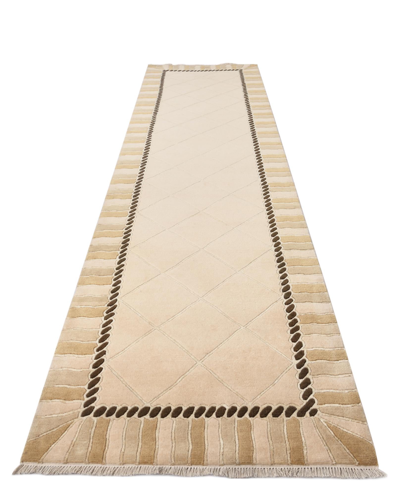 3' 4 x 13' 8 Hand Knotted Darya Wool Runner Rug